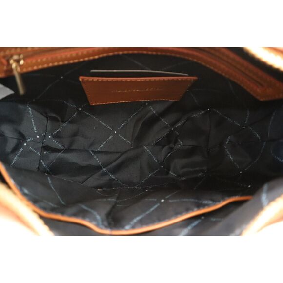 French Connection Cognac PU Leather Moritz Textured Smooth Hobo Shoulder Bag - Picture 14 of 14